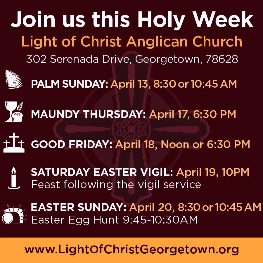 Holy Week is almost here. See you then!