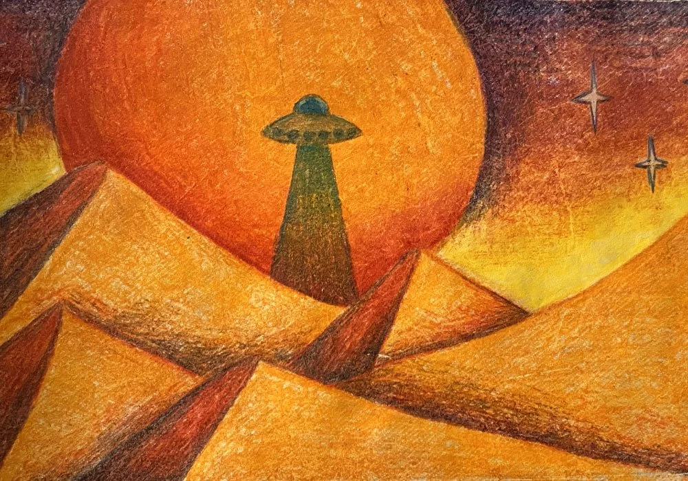 Close up of the "Outer Space" backdrop 