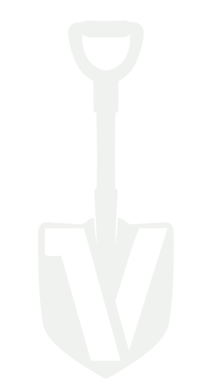 Icon of a shovel with a stylized geometric design.
