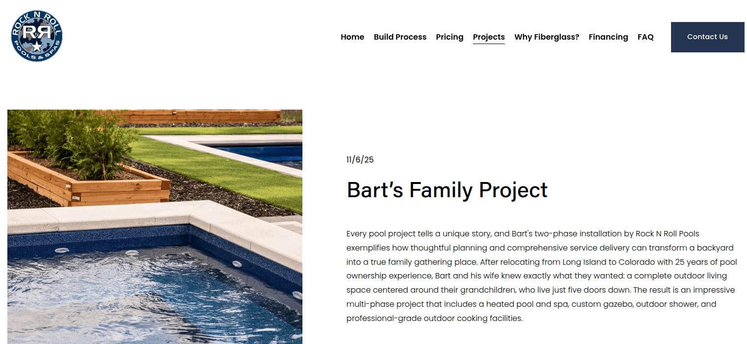 Pool Construction Web development screenshot