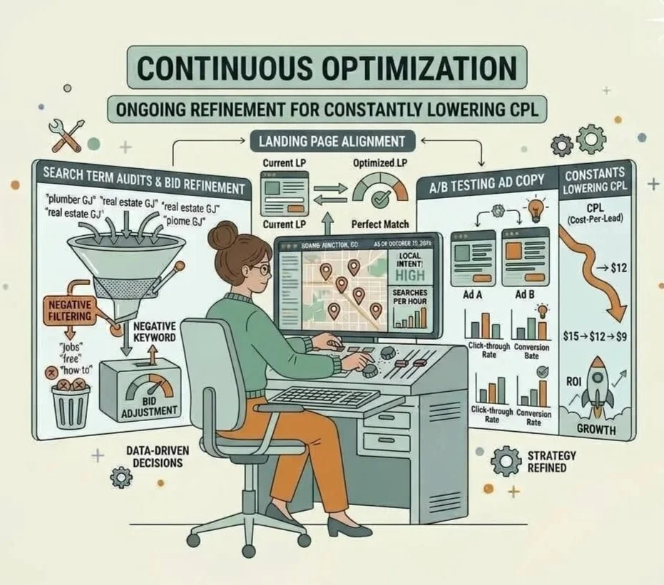 continuous Google ad optimization with AB testing and audits