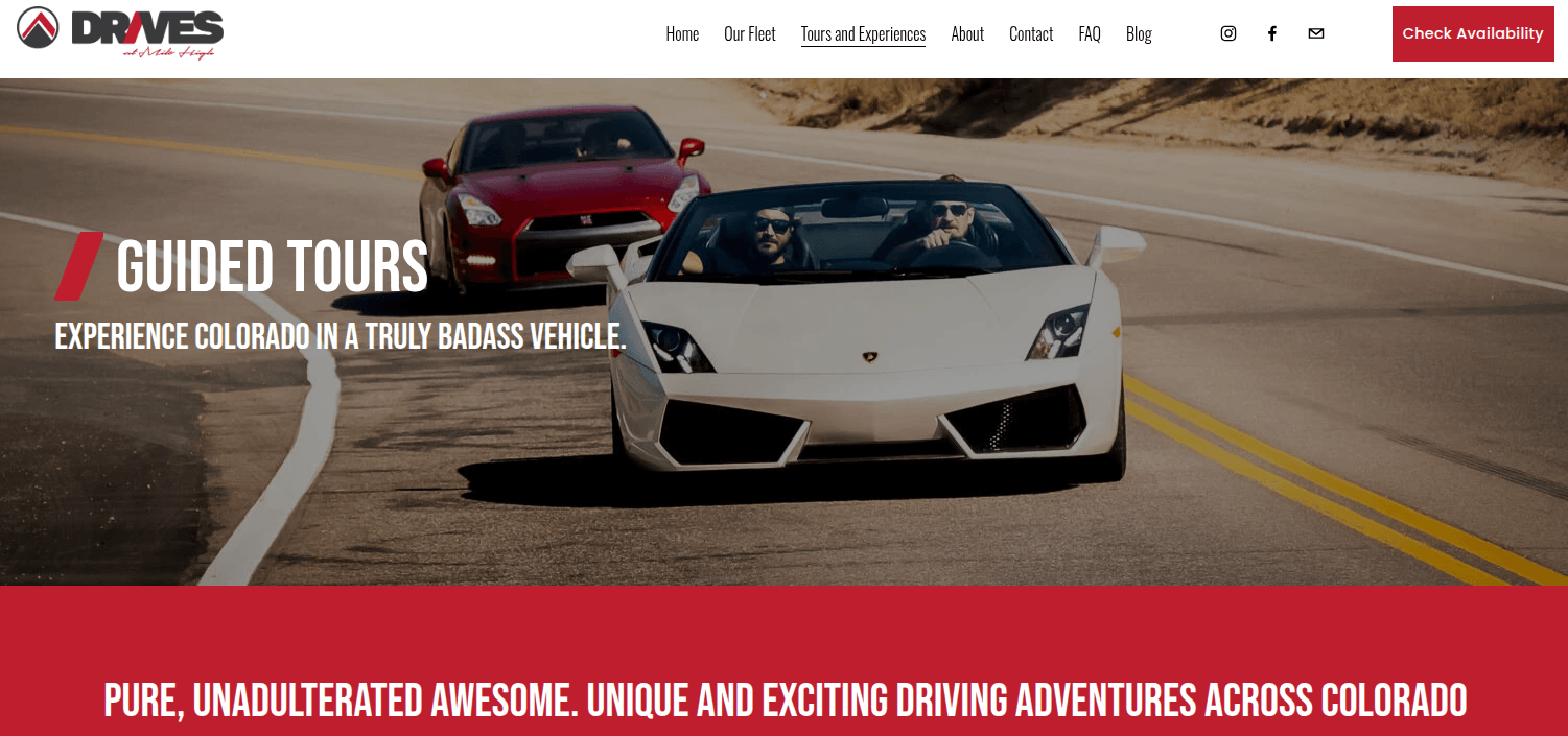 Exotic car website built