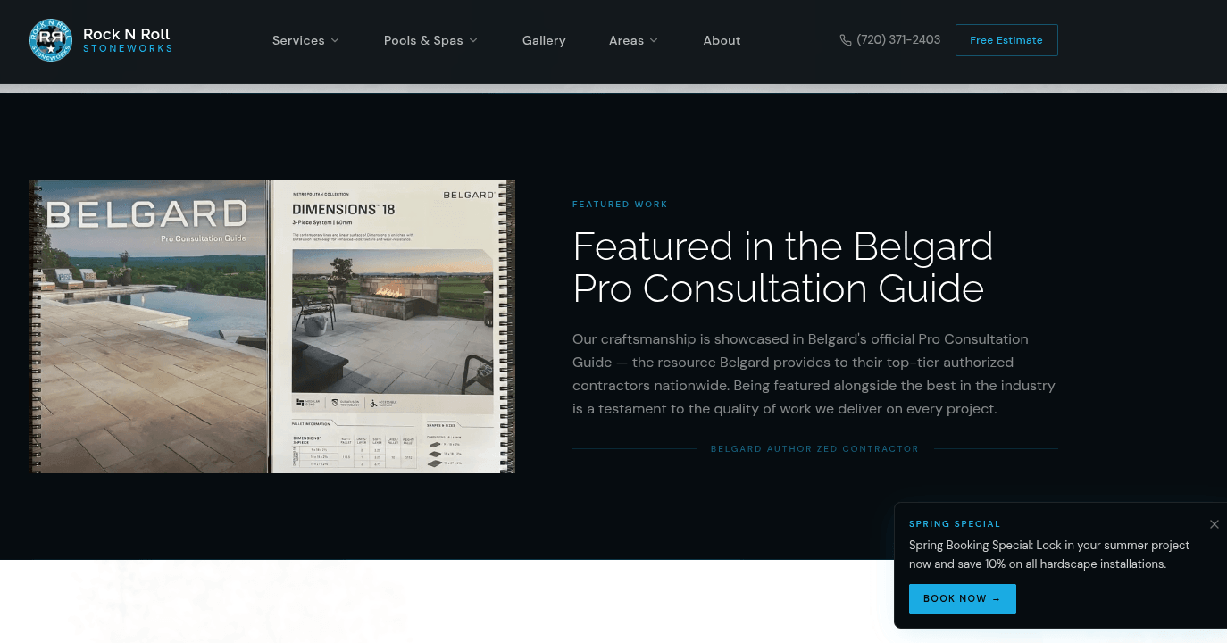 Custom website built for Masonry Company in Denver