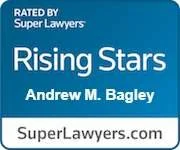Book cover titled 'Rising Stars' by Andrew M. Bagley, rated by Super Lawyers, with the website SuperLawyers.com