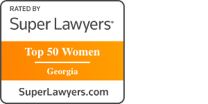 Super Lawyers badge recognizing Georgia's Top 50 Women.
