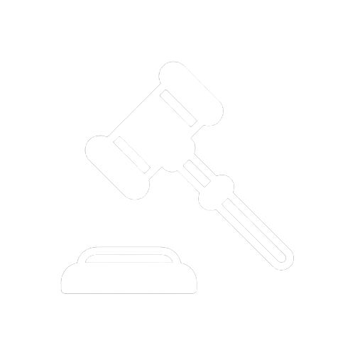 Icon of a gavel striking a block, representing law or justice.