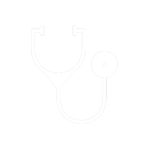 Icon of a stethoscope on a black background.
