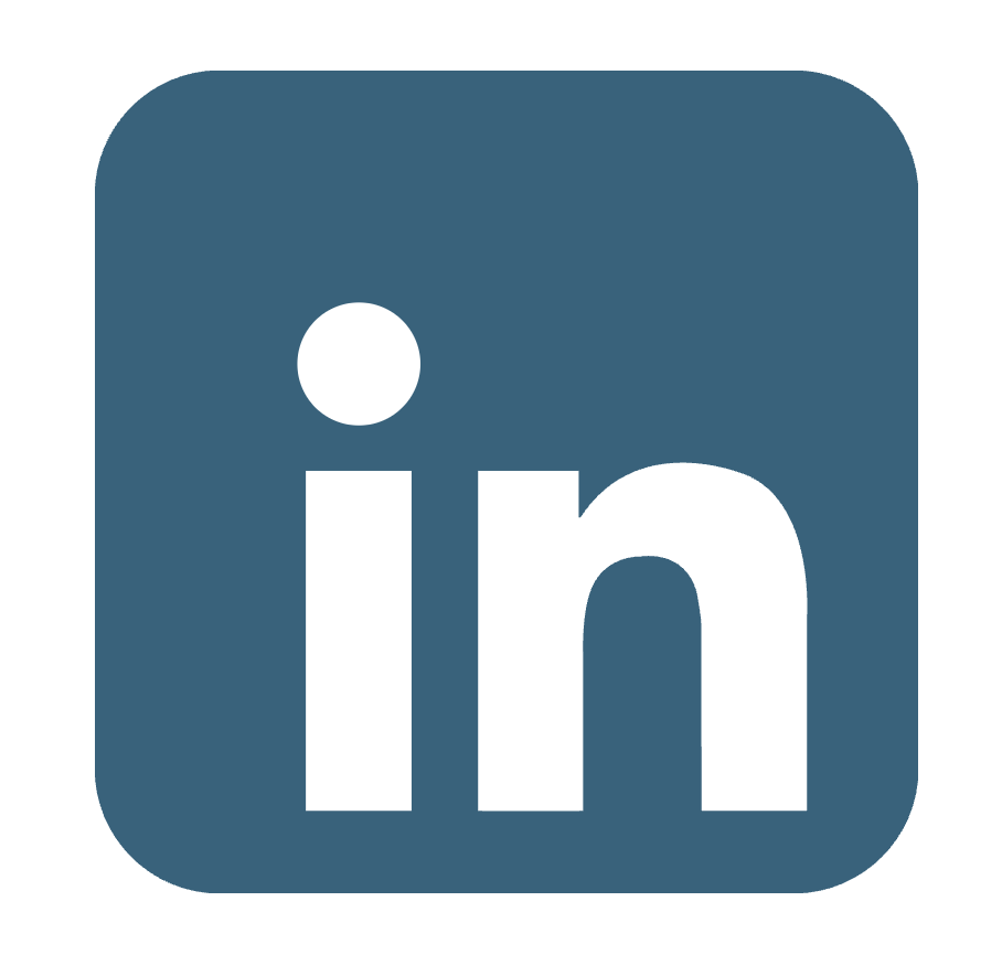 LinkedIn logo with blue background and white lowercase letters 'in' inside a rounded square.