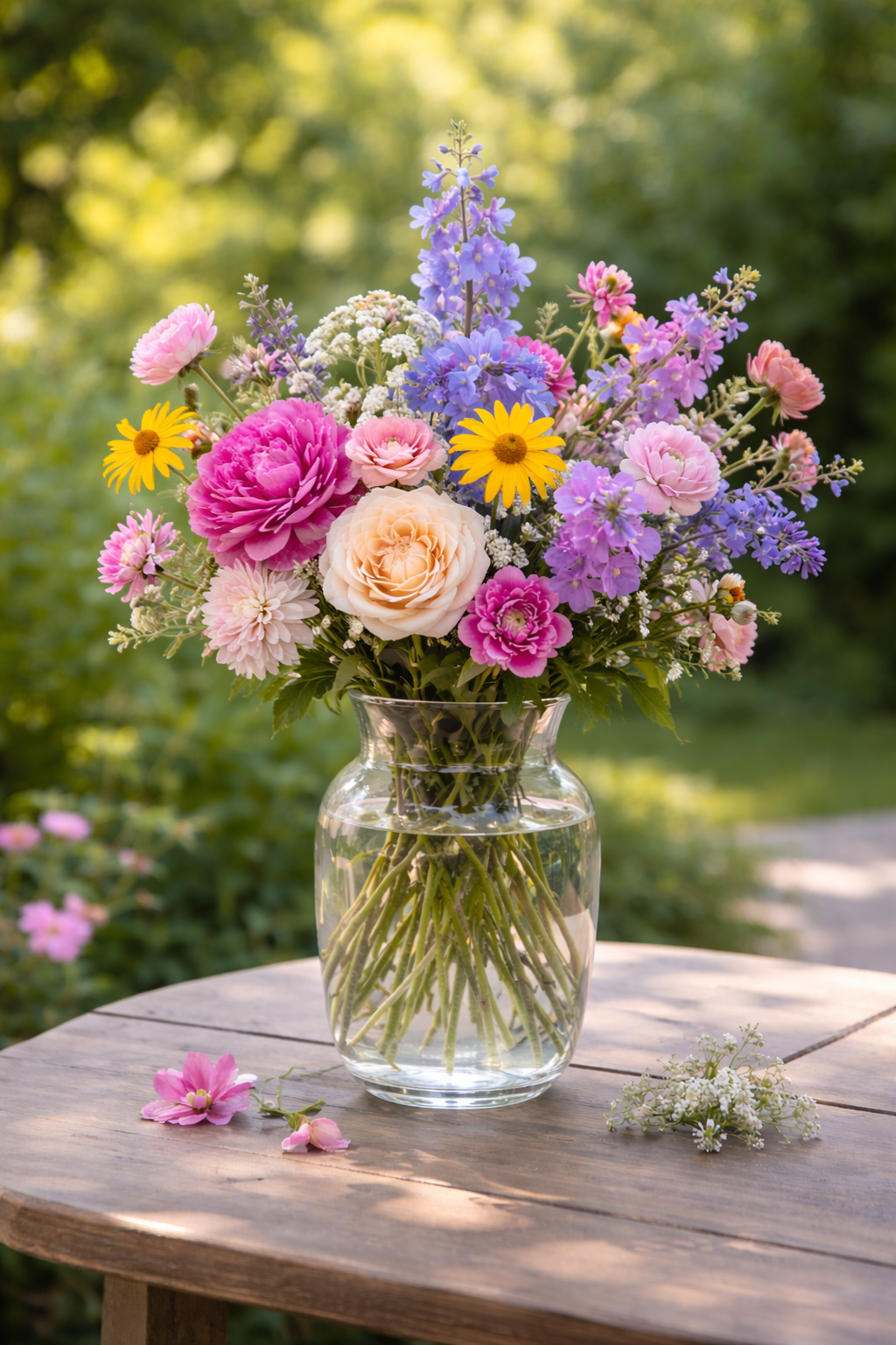 A vibrant garden bouquet in sunlight.png
