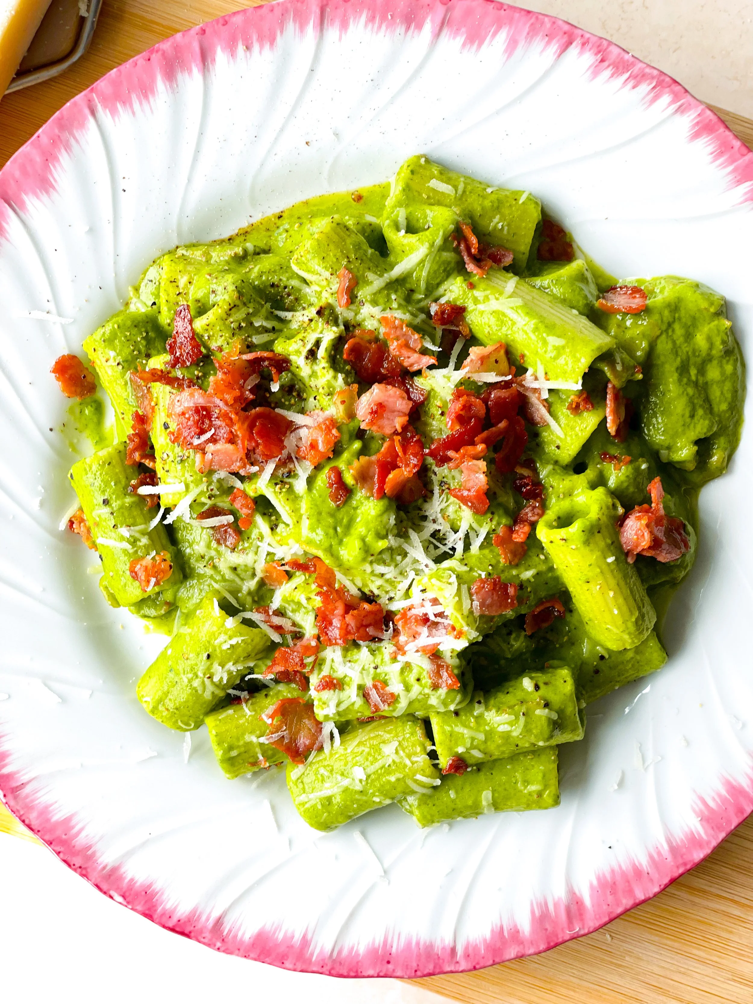 Creamy Broccoli Rigatoni with Bacon Bits