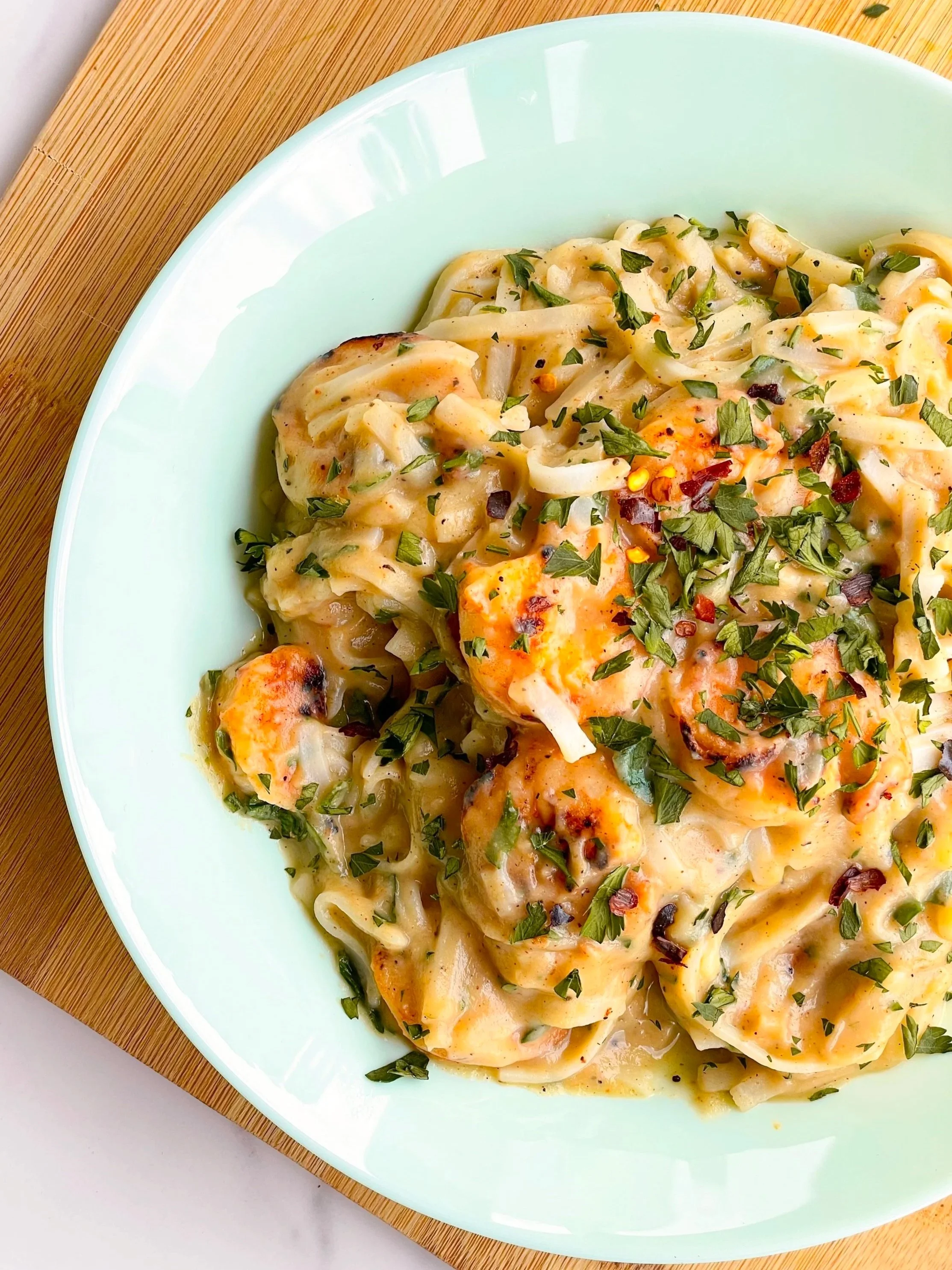 Creamy Cauliflower Shrimp Pasta (gf, df)