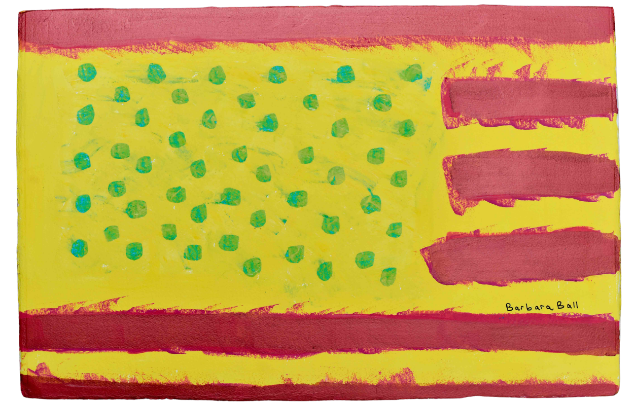 hand painted abstract flag in red, yellow and green