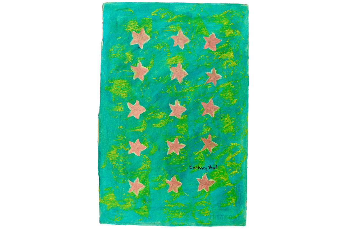 hand painted abstract flag in orange, green and yellow