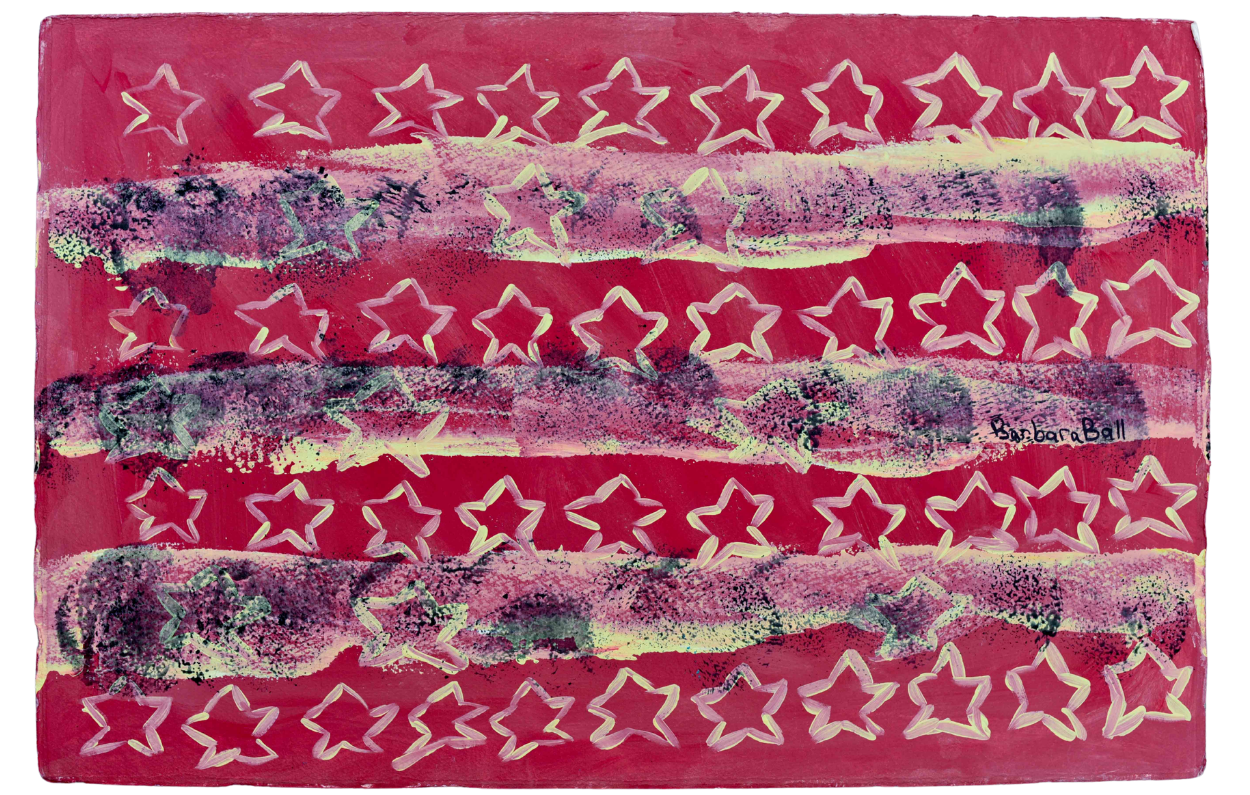 hand painted abstract flag in red, white and blue