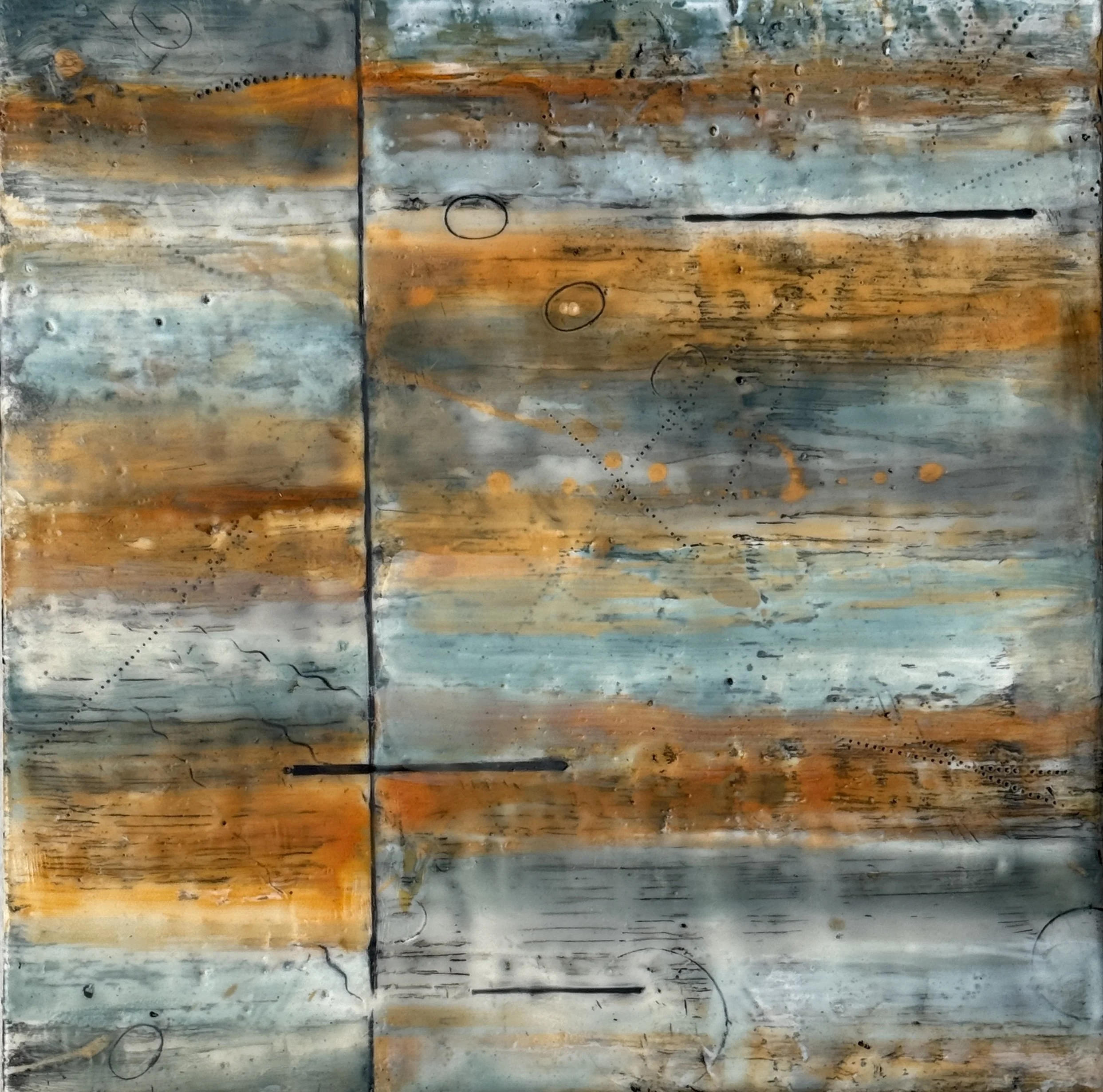 Dawn to Dusk II - Encaustic - 12x12