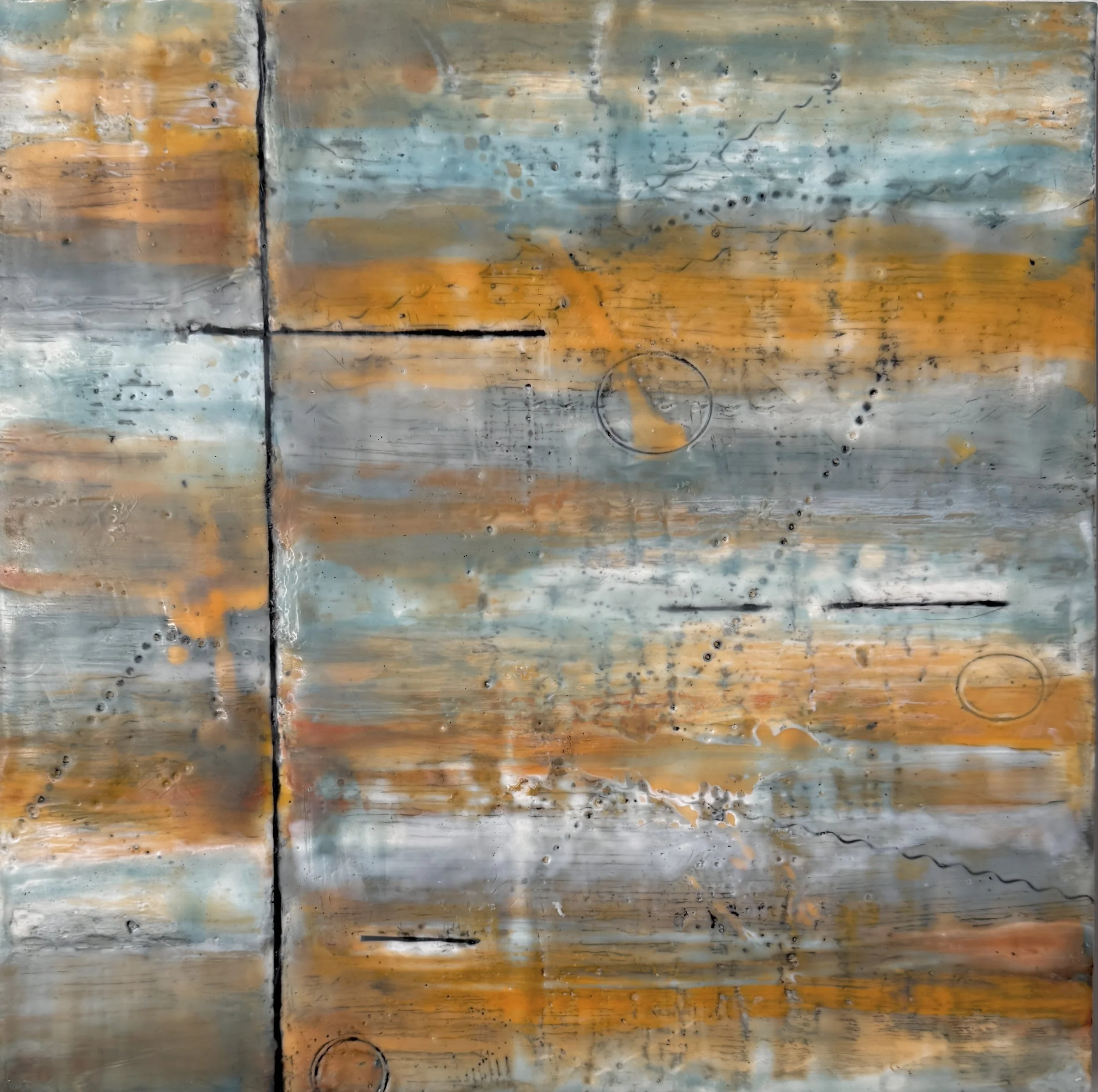 Dawn to Dusk IV - Encaustic - 12x12