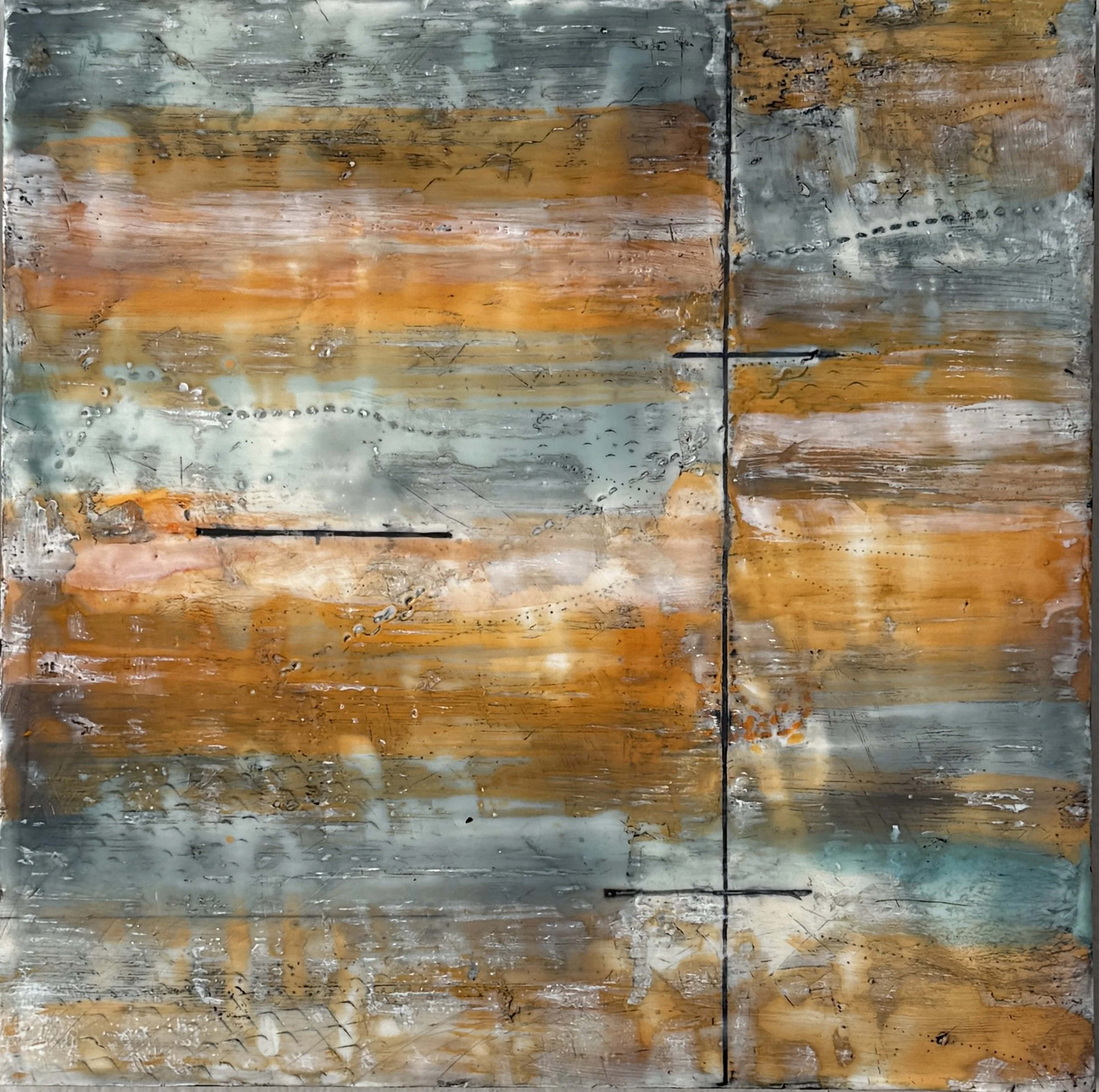 Dawn to Dusk I - Encaustic - 12x12