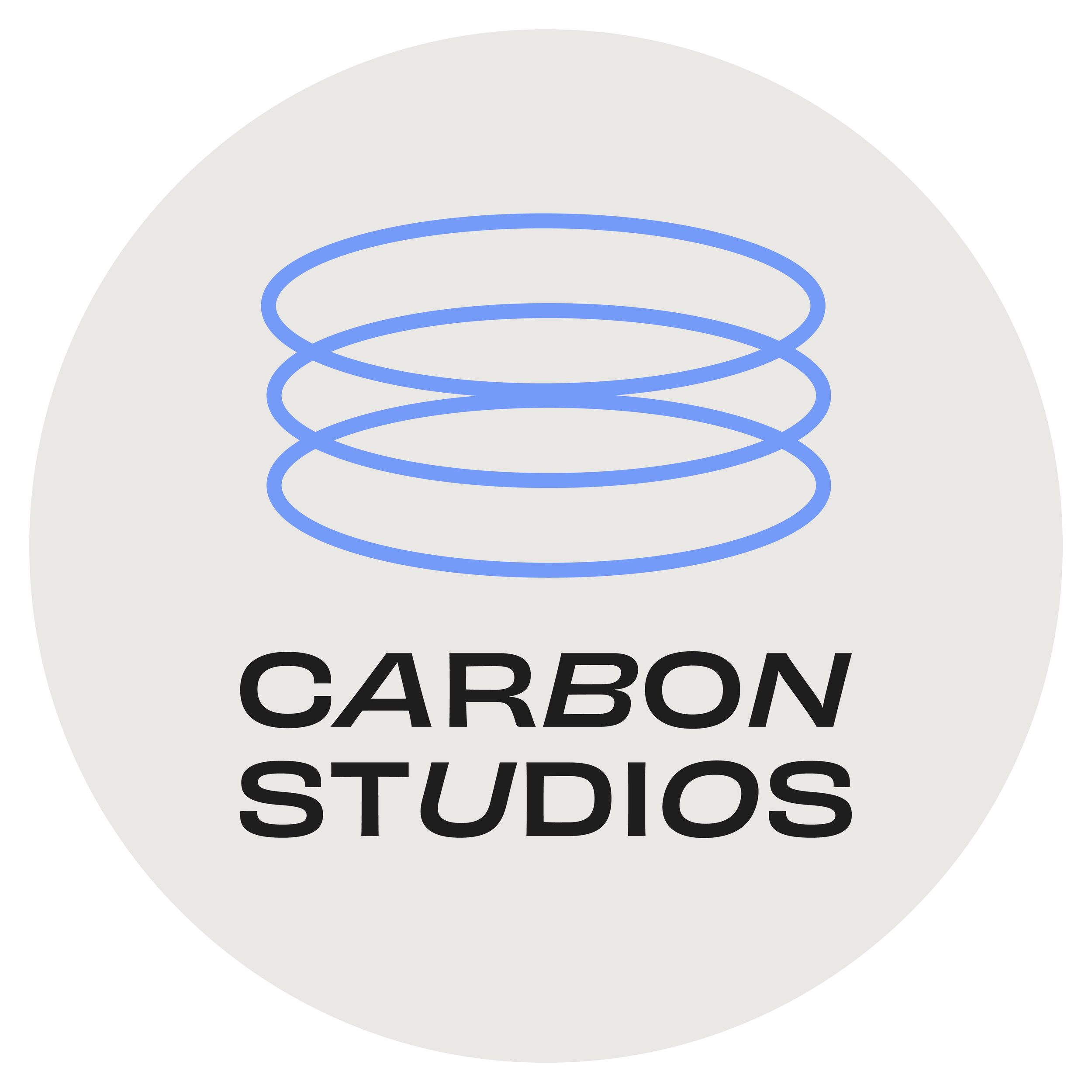 Logo for Carbon Studios featuring a blue spiral, layered like a coiled spring, above the bold black text 'Carbon Studios'.