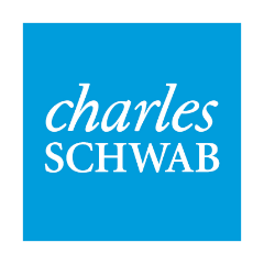 Charles Schwab logo with blue background and white text.