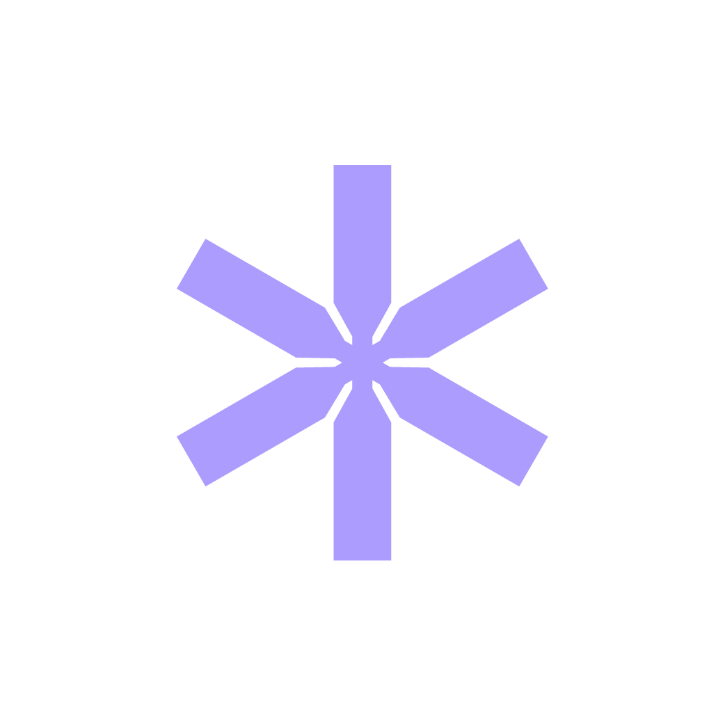 A purple asterisk symbol on a black background.