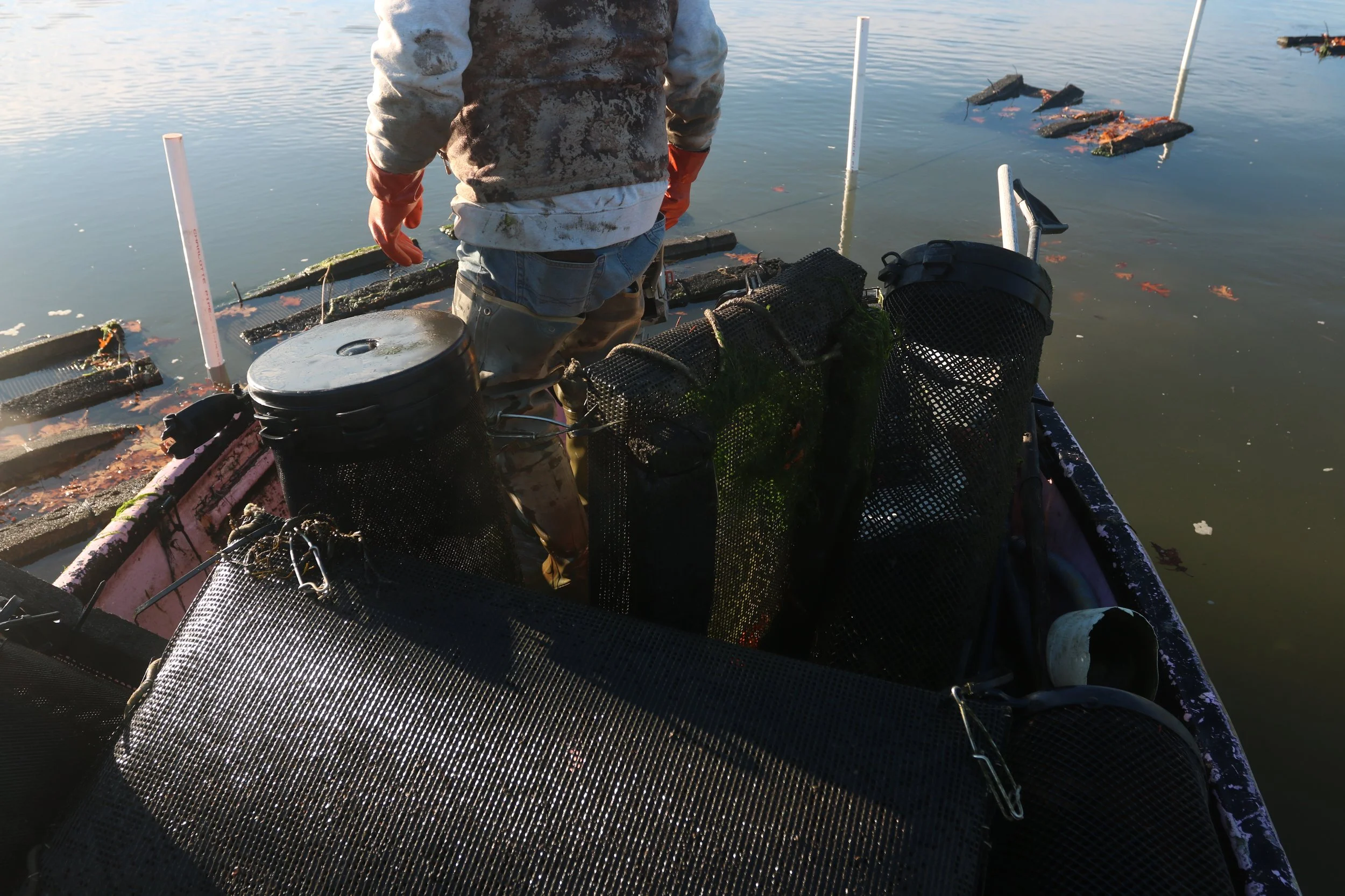 We started building a wall of wet bags between us. 