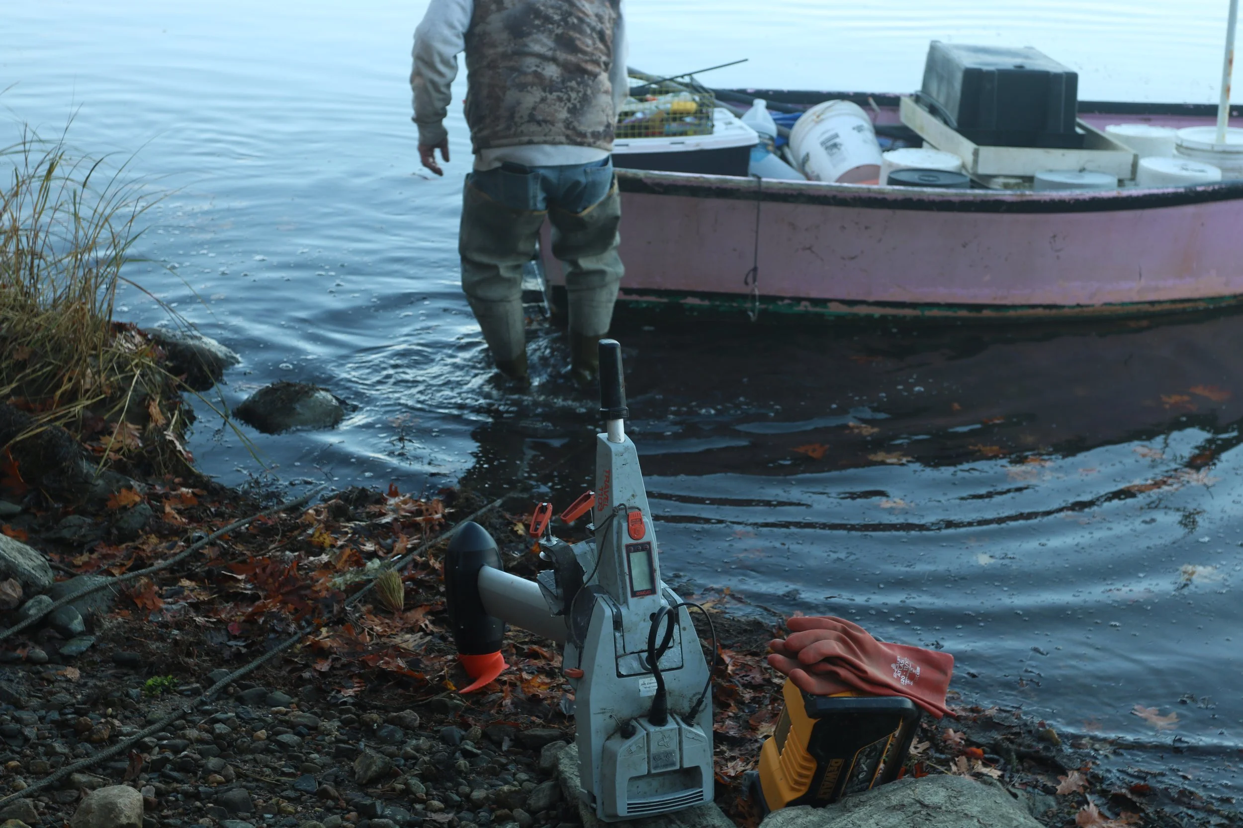 This electric motor, funded by an Island Institute grant, is so quiet, that the first time I rode in Terry's skiff, I had no clue the motor was running until we zipped away from shore.