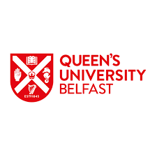 Queens University Belfast logo with red shield and white symbols