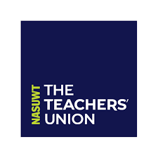 Logo of NASUWT The Teachers' Union with dark blue background and white and yellow text.