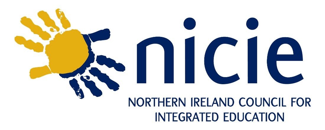 Logo featuring a yellow and dark blue handprint and the text 'NICIE', with a subtitle 'Northern Ireland Council for Integrated Education'.