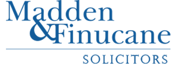Logo of Madden & Finucane Solicitors in blue text with a line below the name. 