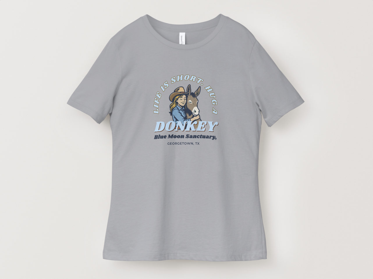 Buy T-shirts, tote bags, coffee mugs, and other merchandise with custom graphic that support Blue Moon Sanctuary, Georgetown, TX.