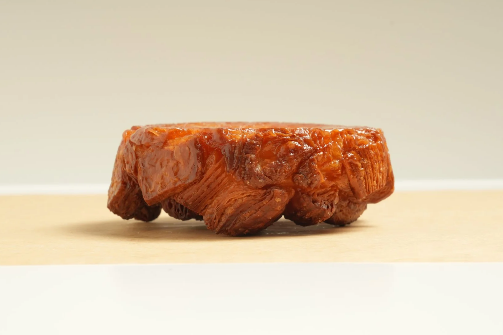 Side view of a Kouign-amann pastry