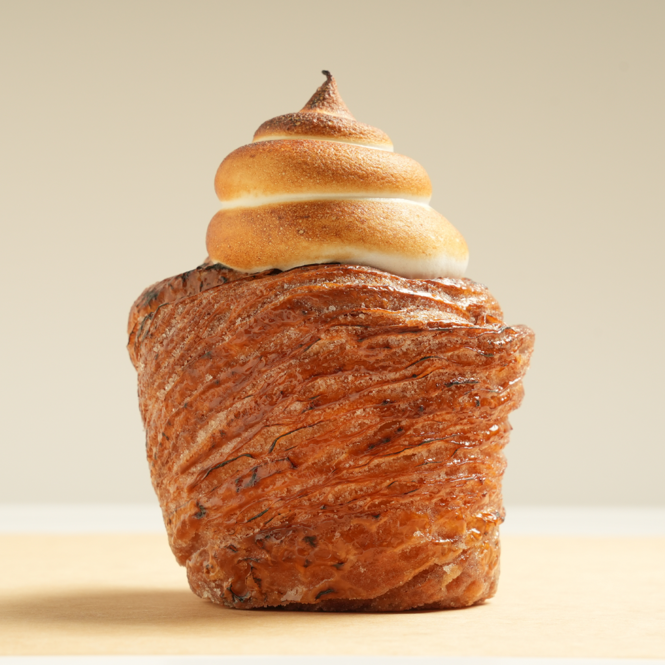 Side view of an Ube cruffin