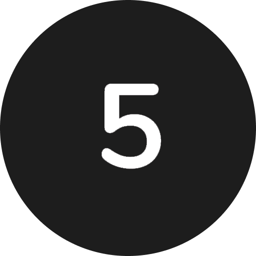 Pink circular icon with white number five in the center