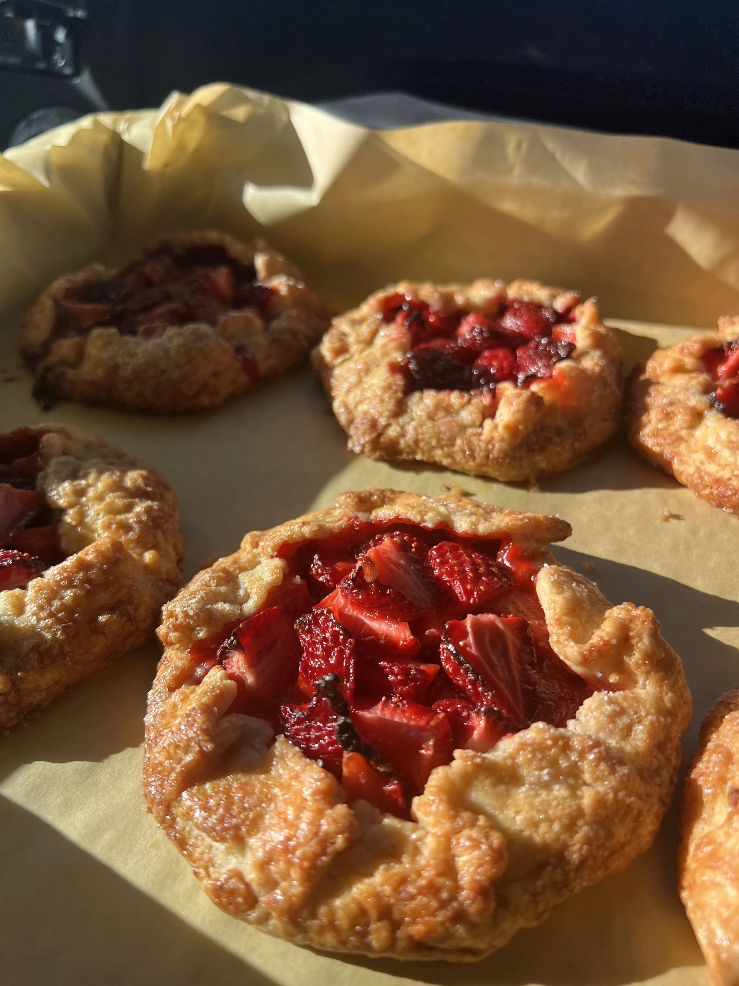 Roasted Strawberry Galette sitting in a pan.
