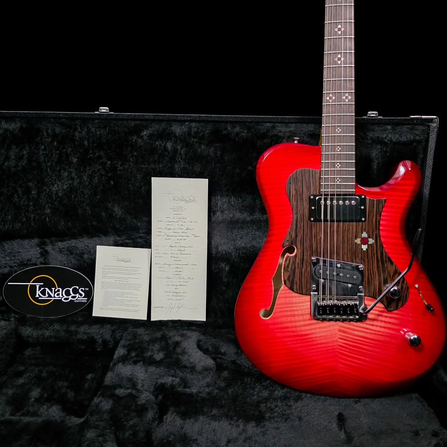 Choptank T-Trem Hollow Body NS on a spectacular Burgundy Fade Burst finish 😍👌

@knaggsguitars 

#boutiqueguitars #knaggsguitars #choptank #bareknucklepickups #guitarporn