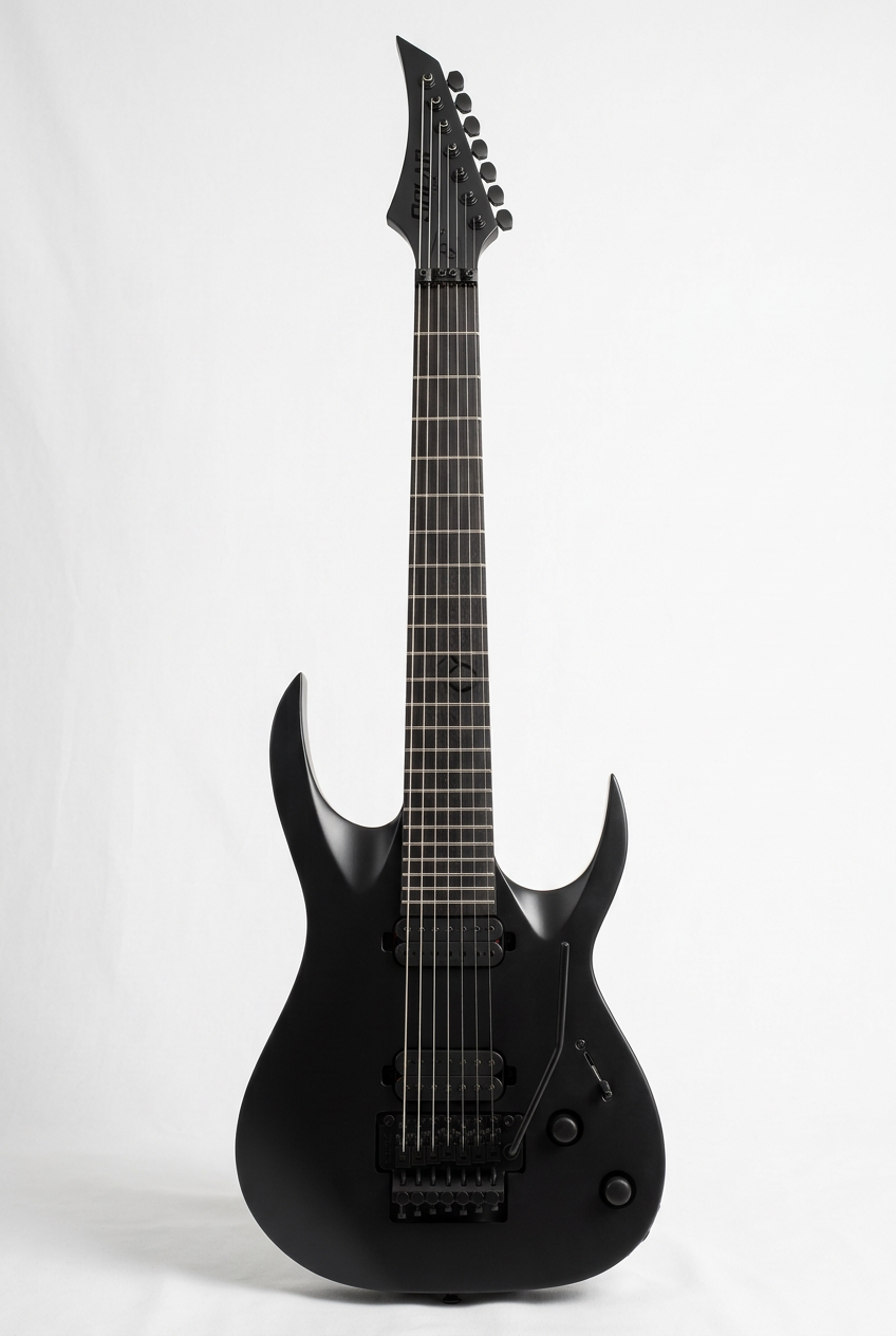 Solar A1.7FR SVART+ 7 String Guitar - Carbon Black Matte