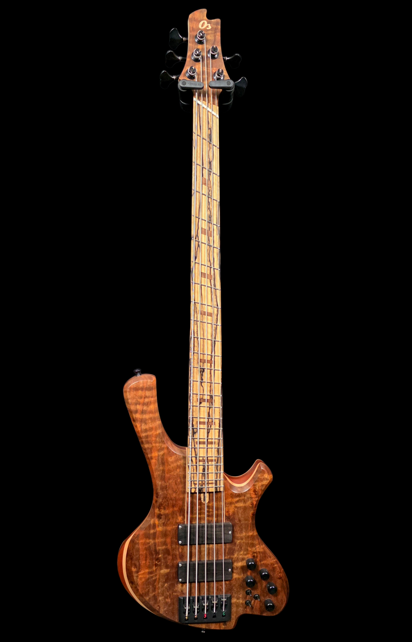 O3 Guitars Rhodium 5 Multiscale NAMM - Black Walnut Master Grade