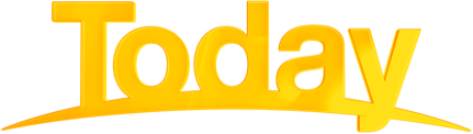 Stylized yellow text saying 'Today' with a reflective shadow.