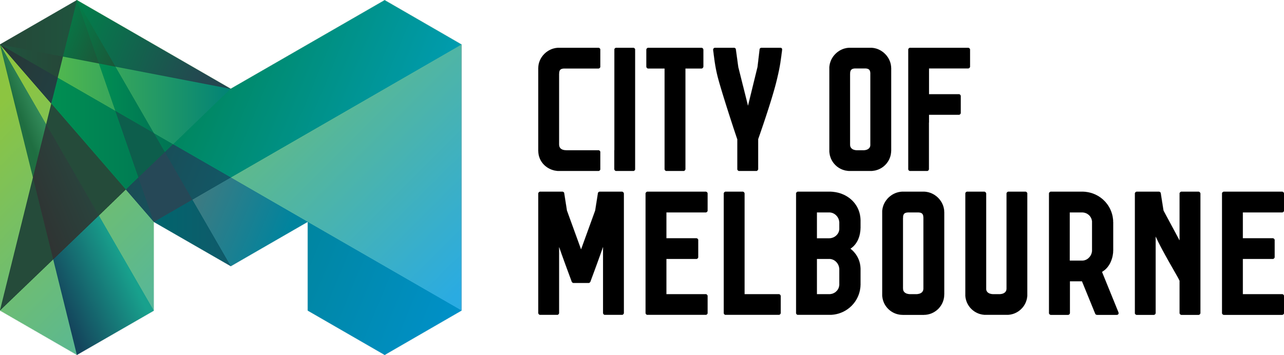 The image features a colorful geometric logo with shades of green, blue, and black, alongside stylized text that reads "Microsoft Power BI" in black.