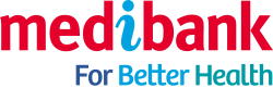 Medibank logo with red, blue, and black text and slogan 'For Better Health'