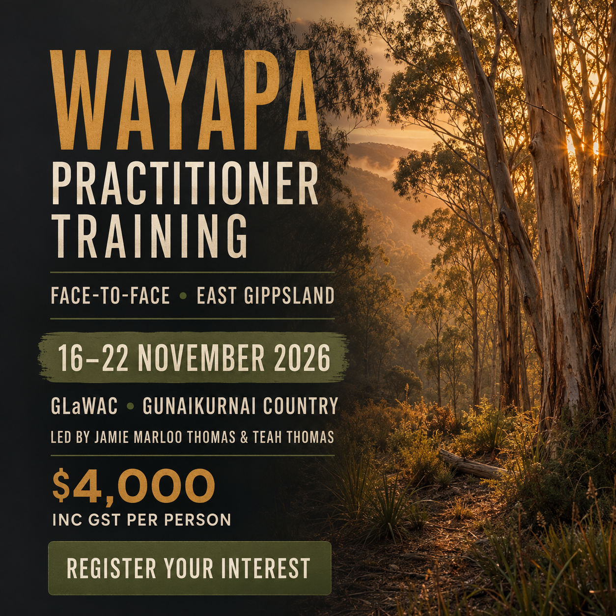 Wayapa Accredited Practitioner Training — East Gippsland — 16–22 November 2026