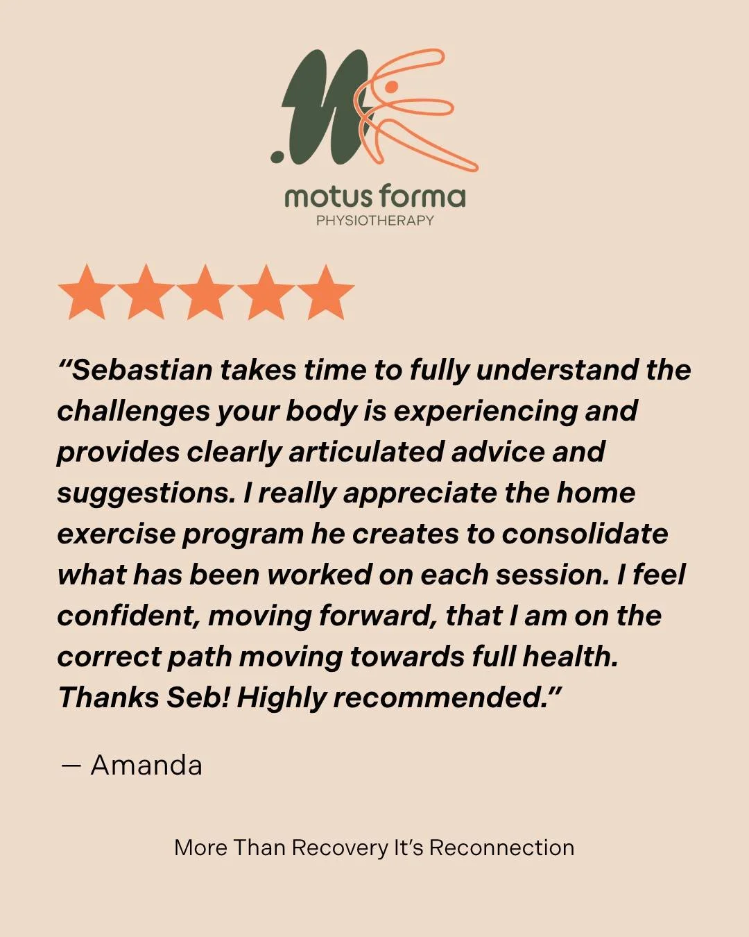 Really appreciate this, understanding the full picture and giving you a clear path forward is always the goal. Glad you&rsquo;re feeling confident with it 💪

#physio #rehab #movebetter #strength #injuryrehab #sportsphysio #sydneyhealth #motusforma #