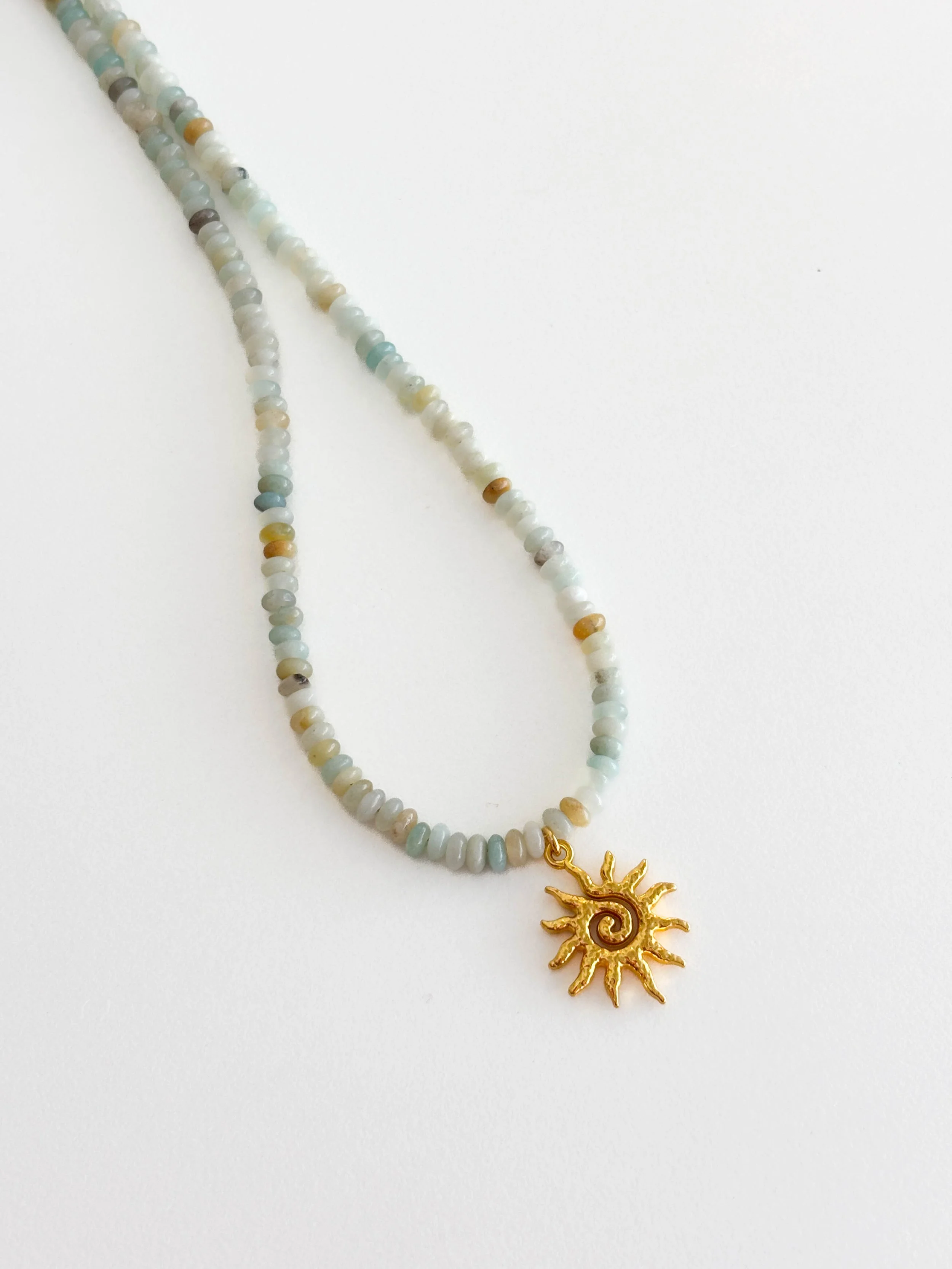 Amazonite & Mini Sun Necklace