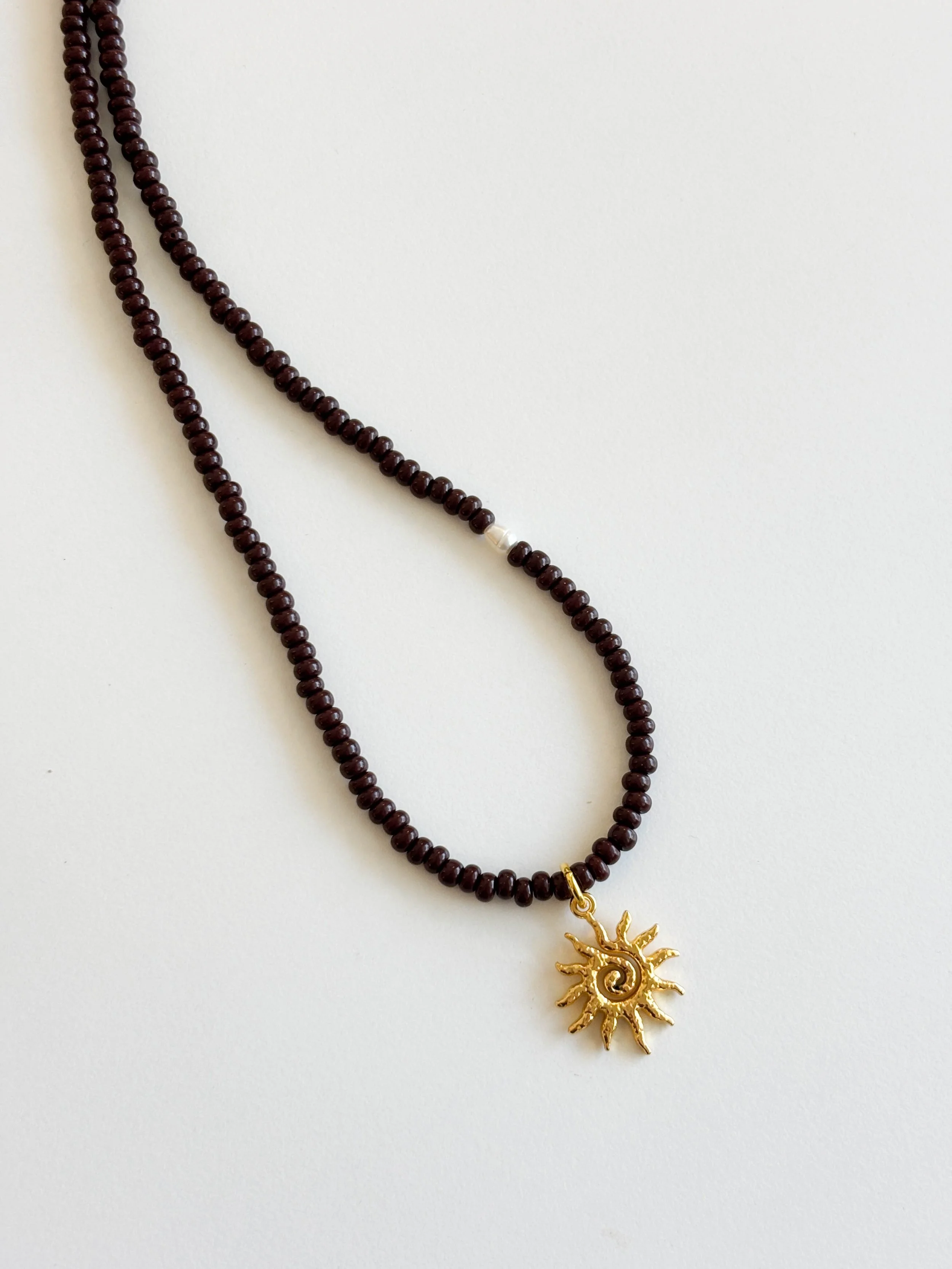 Brown & Mini Sun Necklace