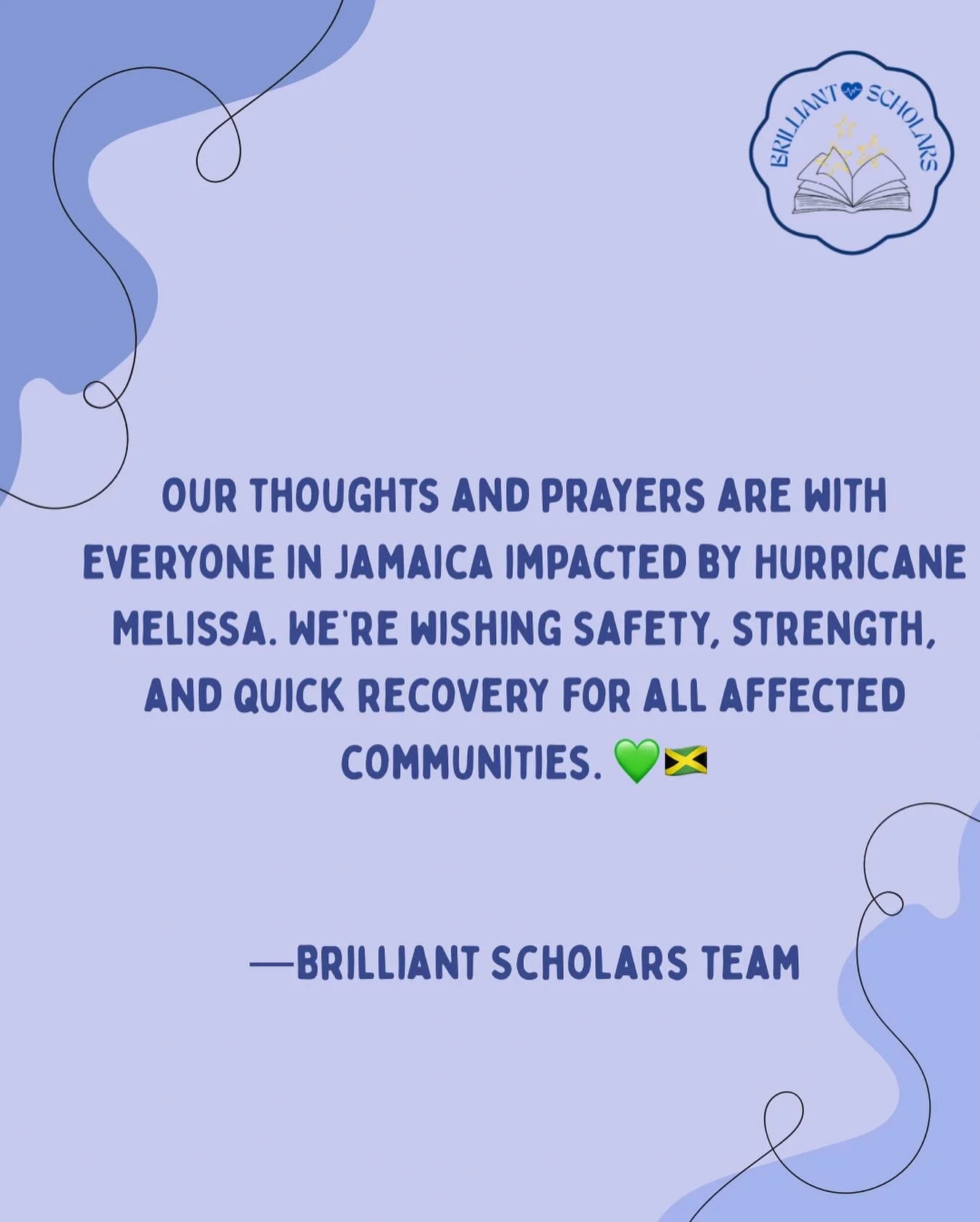 Sending love and strength to Jamaica.💚

&mdash;

#youthledorganization #brilliantscholars #communitysupport #hurricanemelissa