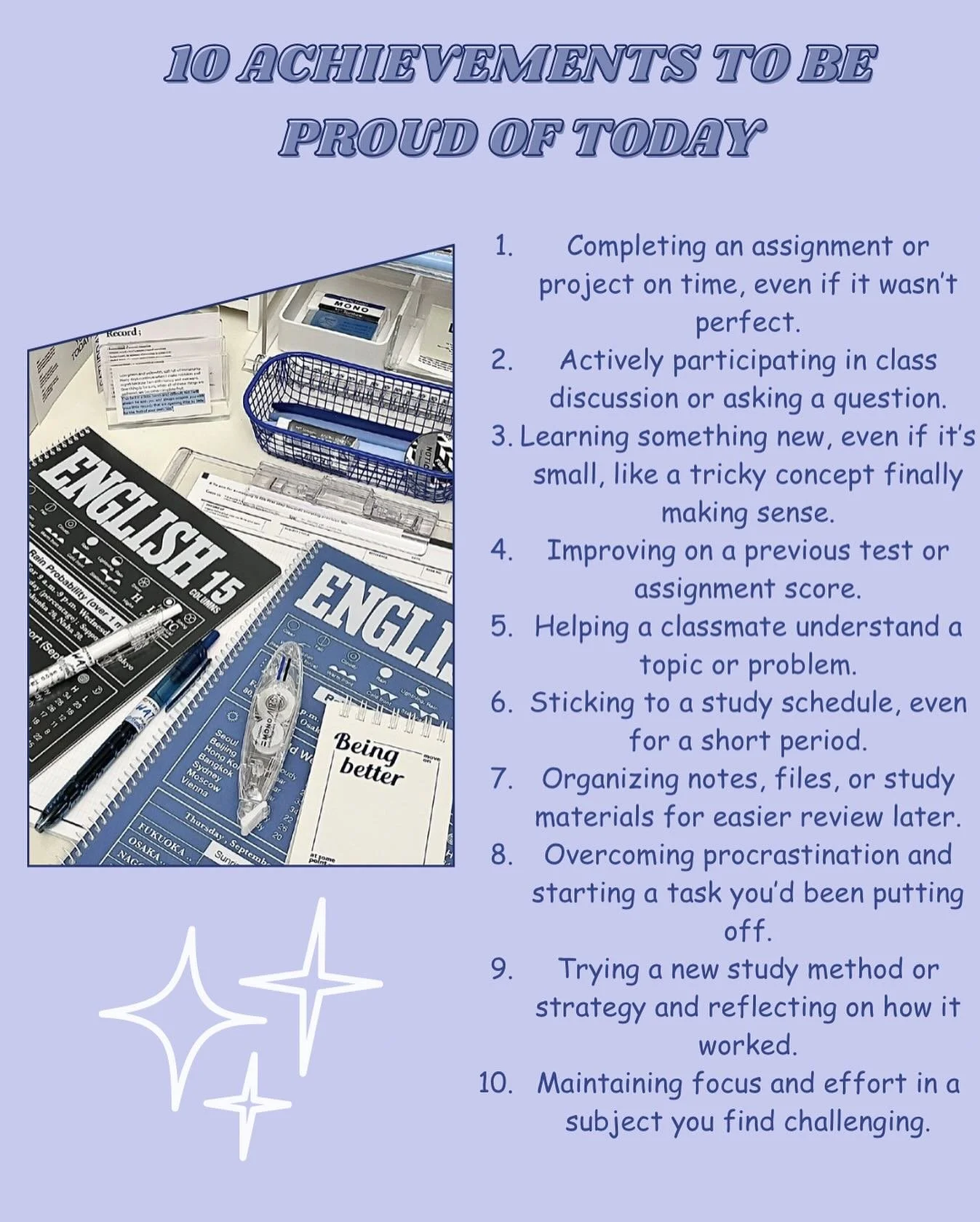 Happy Saturday! 💙 You made it through the week. Here&rsquo;s a reminder that even the small wins matter. These everyday achievements count more than you think be proud of yourself for showing up.

-

#motivation #academics #scholars #brilliantschola