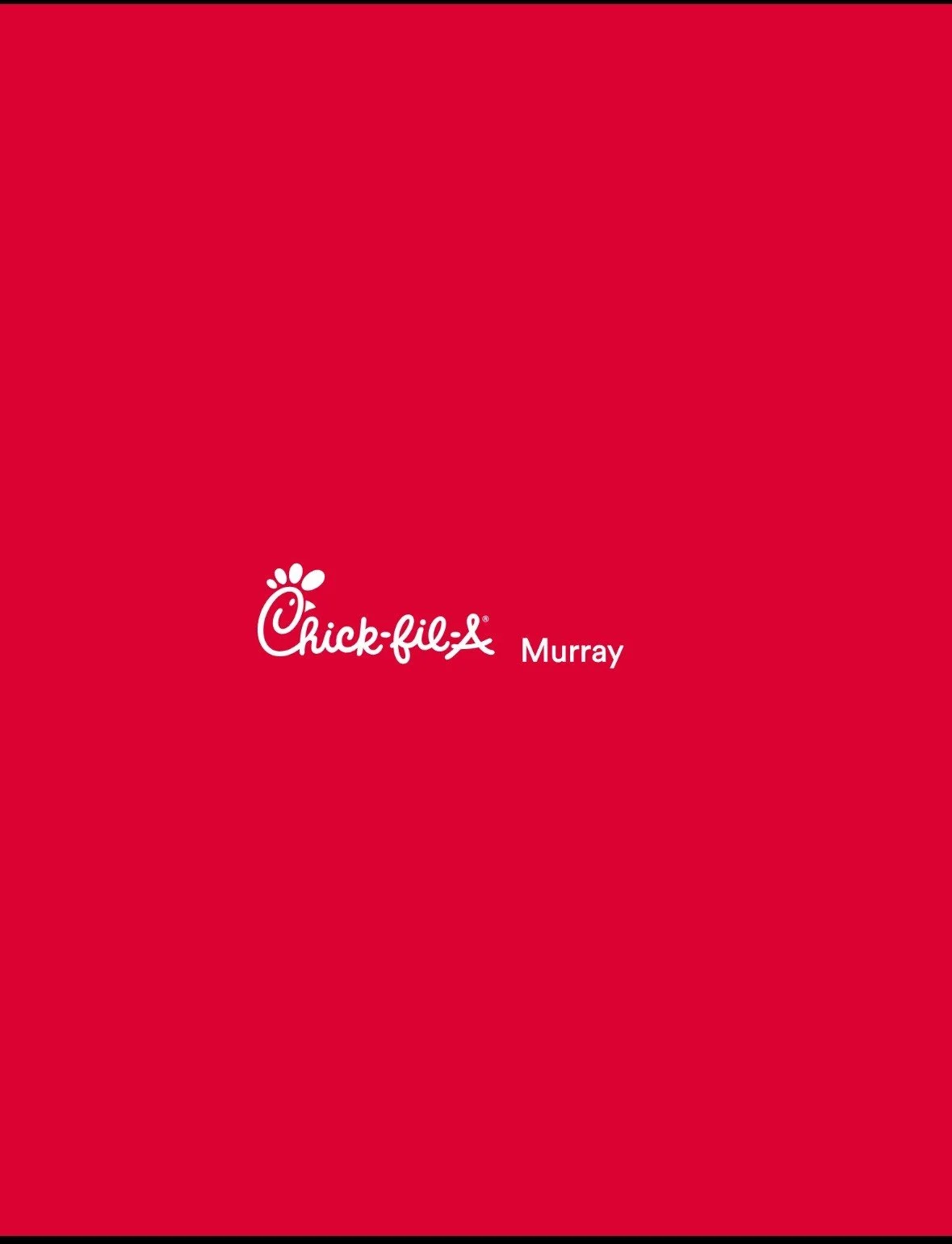 Red background with Chick-fil-A logo and the word Murray.