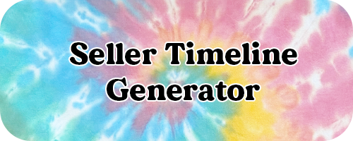 Tie-dye graphic featuring the words ‘Seller Timeline Generator,’ linking to Jeanette Corbin’s customized timeline tool that creates a step-by-step plan for Mid Michigan home sellers.