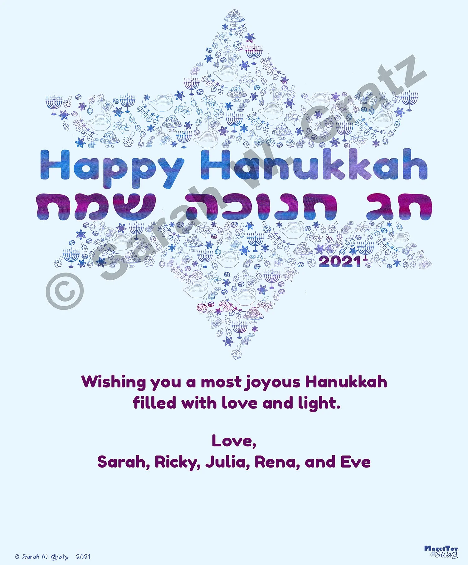 Hanukkah Icons Card Design